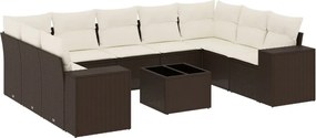 vidaXL 10 részes barna polyrattan kerti ülőgarnitúra párnákkal