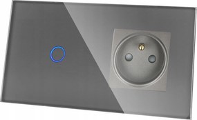 Érintőkapcsoló Aljzat Szimpla Aljzat Szürke N 1G1F Két Doboz