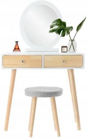 Fésülködőasztal székkel Emma Wood/ Fehér