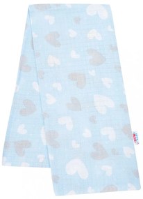Pamut pelenka nyomtatott mintával New Baby kék szívecskék