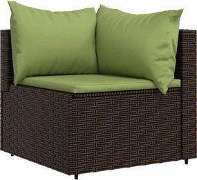 vidaXL barna polyrattan kerti sarokkanapé párnákkal