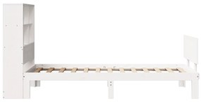 fehér tömör fenyőfa könyvespolcos ágy matrac nélkül 90 x 200 cm