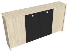 Verno közepes gardrób 248 x 46 x 130 cm, kombinált ajtó, akác / fekete