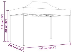krémszínű acél összecsukható rendezvénysátor 3 x 4 m