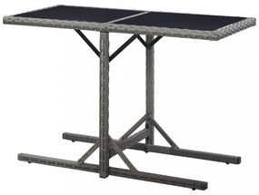 antracitszürke polyrattan és üveglapos kerti asztal 110x53x72cm