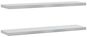 2 db ezüstszínű rozsdamentes acél fali polc 100 x 23,5 x 3 cm