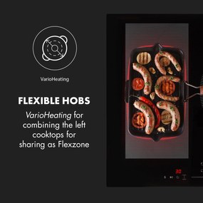 Klarstein Delicatessa 3 Flex, indukciós főzőlap, 6600 W, 3 zóna, üvegkerámia, fekete