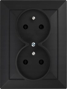 Dupla dugaszolóaljzat fekete földelt cseh PT-6PW gyöngy Abex