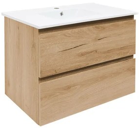 Fürdőszobaszekrény 2 fiókos mosdókagylóval SAT B-Way 79x50x45 cm matt tölgy BWAY280OAKU4BI