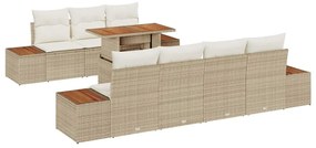vidaXL Kerti Kanapé Szett tárolóval 8 pcs Bézs Poli rattan