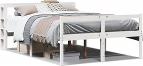 vidaXL fehér tömör fenyőfa ágy időseknek fejtámlával 150 x 200 cm