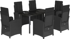 vidaXL 7 részes fekete polyrattan kerti étkezőgarnitúra párnával
