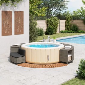 vidaXL szürke polyrattan és tömör akácfa jakuzzi-keret