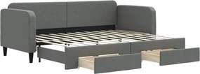 vidaXL sötétszürke kihúzható szövet heverő fiókokkal 80 x 200 cm