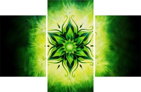 Kép - Virág mandala zöld háttérrel (90x60 cm)
