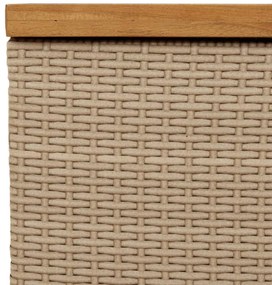 bézs polyrattan és akácfa kerti tárolóláda 110 x 55 x 63 cm