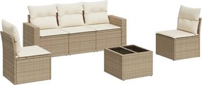 vidaXL 6 részes bézs polyrattan kerti ülőgarnitúra párnával