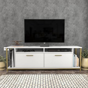TV szekrény Omar - White, Gold