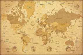 Plakát World Map - ES Vintage, (91.5 x 61 cm)
