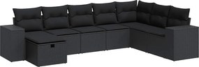 vidaXL 8 részes fekete polyrattan kerti ülőgarnitúra párnákkal