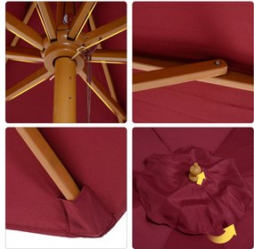 Outsunny Kültéri Kertiparaván Egyenes Dupla Tető Fából készült Magas Sűrűségű Poliészter Napvédő Ø 3 x 2,5 m Piros | Aosom