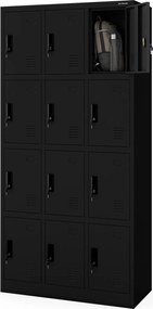 Fekete MARCIN fém BHP uzsonnás szekrény, 900 x 1850 x 400 mm