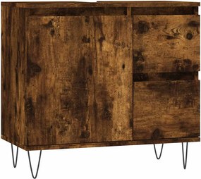 vidaXL füstös tölgy színű szerelt fa fürdőszobaszekrény 65 x33x60 cm