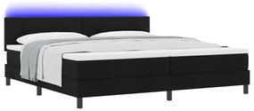 Boxspring Ágy Matraccal &amp; LED Fény Fekete 200x200 cm Szövet