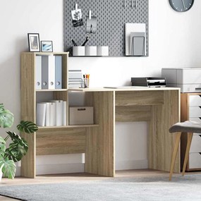 Asztal polcokkal sonoma tölgy 131.5 x 50 x 106.5 cm Faanyag