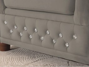 Szürke bársony chesterfield fotel York Blik – Ropez