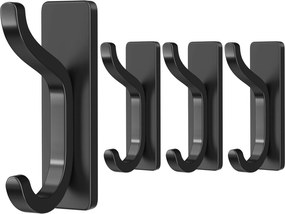 4 db-os öntapadós fali kampók szett Rozsdamentes acél 6 kg Fekete