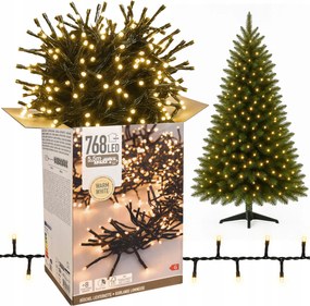 Karácsonyfa fényfüzér 768 Led fehér meleg beltéri kültéri 8,6m Időzítő 8F