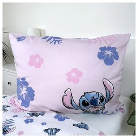 Világos rózsaszín egyszemélyes pamut gyerek ágyneműhuzat 140x200 cm Lilo &amp; Stitch "Pink" – Jerry Fabrics