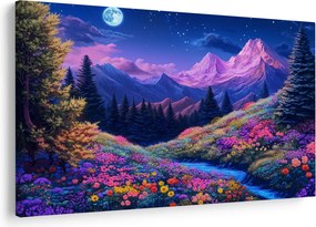 Kép - Lila táj teljes holdfénynél (90x60 cm)