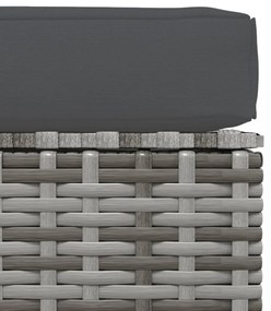 szürke polyrattan kerti lábtartó párnával 70 x 70 x 30 cm