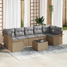 Kerti Kanapé Szett párnával 8 pcs Beige, Szürke 55 x 55 x 37 cm