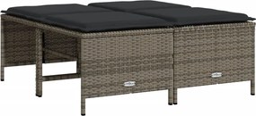 vidaXL 4 db szürke polyrattan kerti szék párnákkal
