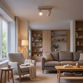 Brilagi - Irányítható spotlámpa SELE WOOD ACOUSTIC 2xGU10/30W/230V fehér/fa