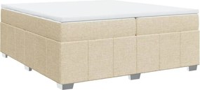 vidaXL krémszínű szövet rugós ágy matraccal 200 x 200 cm