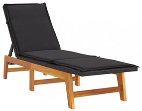 polyrattan és tömör akácfa napozóágy asztallal