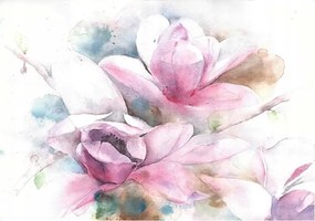 Fotótapéta Pasztell Virágok Akvarell Fehér Alapon Hálószobába 312x219