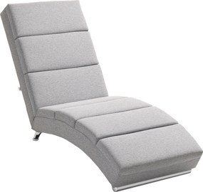 HOMCOM Fekvőfotel Kárpitozott Lounge Szék Légies Hatású Anyaggal, Acél Lábakkal a Nappali számára - Világosszürke | Aosom