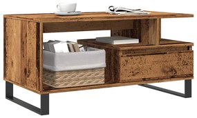 antik fa színű szerelt fa dohányzóasztal 90 x 49 x 45 cm