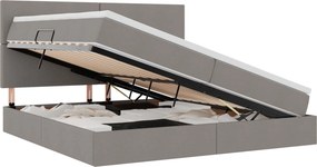 vidaXL Ágy tárolóval és matraccal Tópszínű 200 x 200 cm Poliészter