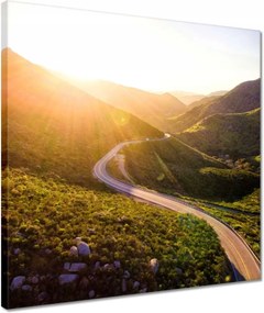 Vászonkép 40x40 Út Erdő Hegyek