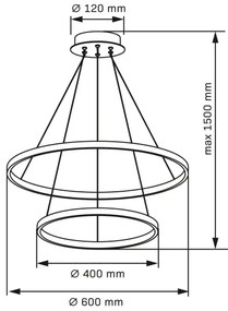 LED Csillár zsinóron LEA LED/35W/230V 4000K átm. 60 cm fekete