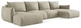 Bézs zsenília kinyitható sarokkanapé (U alakú) Leila – Makamii