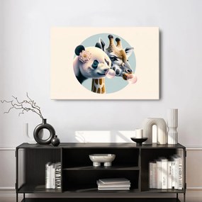 Kép panda és zsiráf rágógumi buborékkal