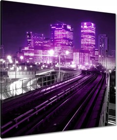 Vászonkép 90x90 Lila felhőkarcolók a városban