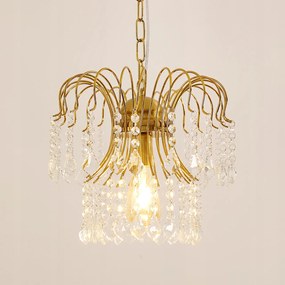 Żyrandol Złoty Lampa Sufitowa E27 Wisząca Kryształowy Retro Loft Do Jadalni